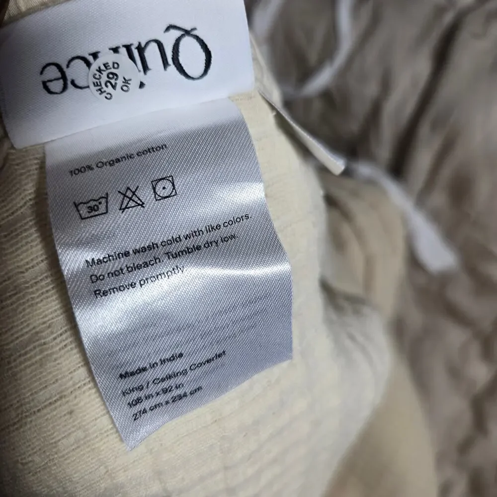NWT Quince Organic Ribbed Cotton Coverlet 3Pc Set King Cal King Ivory $154 MSRP